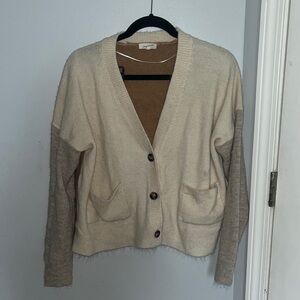 Mystree Cream and Tan Cardigan Sweater